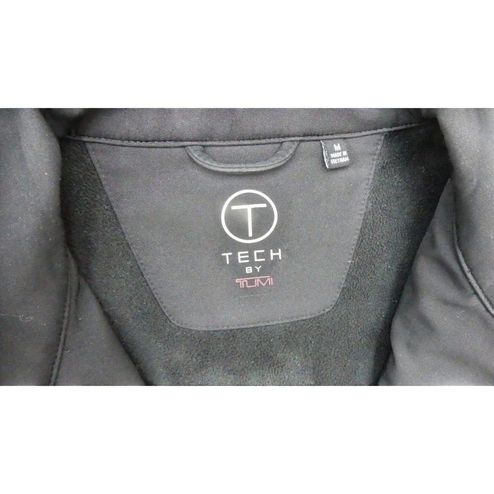 Tumi Tech Softshell Jacket Mens M Black Excellent Fleece Full Zip Mock Neck